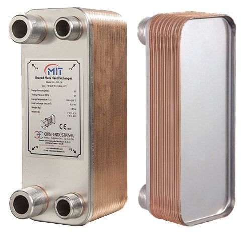 Mit MB-01 - 12 Plaka Kaynaklı Plakalı Isı Eşanjör Bağlantı 3/4- 1/2 Kapasite 180 Litre/Saat