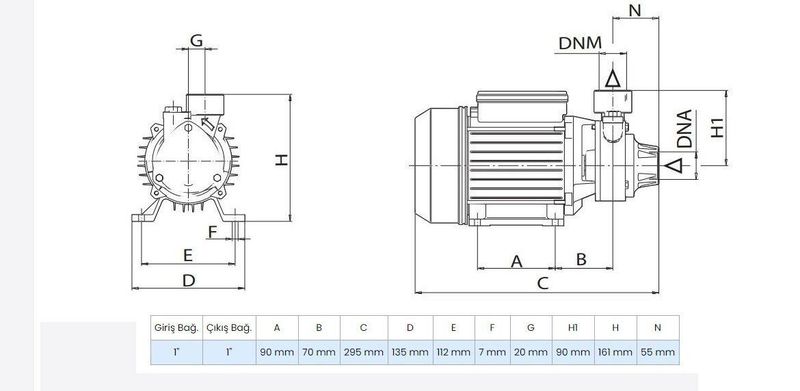 Wilo PV 50T Döküm Gövdeli Preferikal Pompa 0.8 Hp 60 mss 3 m³/h 380 Volt
