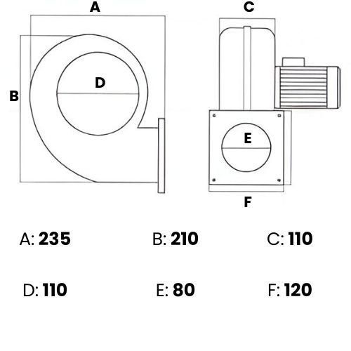 Modern Teknik MT1M Radyal Fan, Kalorifer Kazan Fanı 220V 800 m3/h