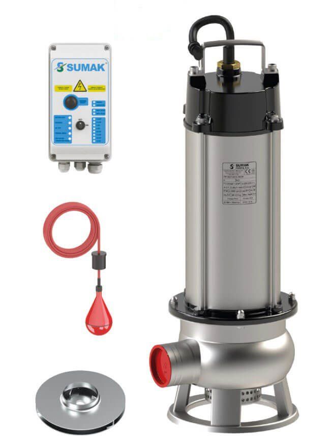 Sumak SDT 40/2 İNOX Komple Paslanmaz Kirli Su Dalgıç Pompa 380 Volt 4 Hp 23.5 Mss