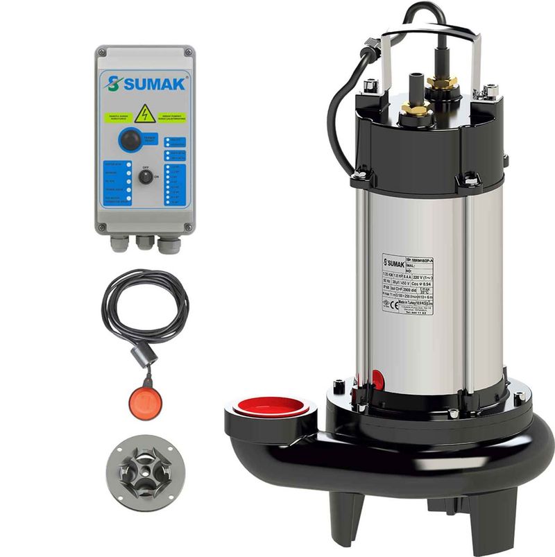 Sumak SBRT 19/2P Parçalayıcı Bıçaklı Foseptik Dalgıç Pompa Trifaze (380V) 1.8 Hp
