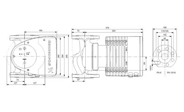 Grundfos MAGNA1 50-100 F(280 mm) 200-300.000 Kazan İçin Frekans Konvertörlü Sirkülasyon Pompası 10mss 30m³/h