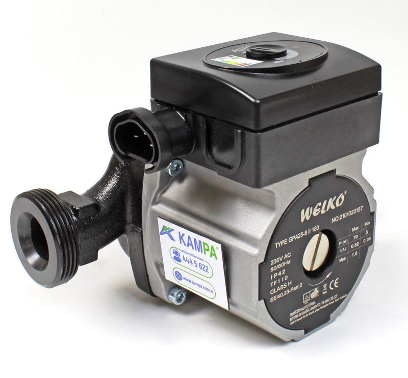 Welko GPA 25-8 180 mm 25-40.000 Kazan İçin Frekans Konvertörlü Sirkülasyon Pompası 8 mss 4,2 m3/h