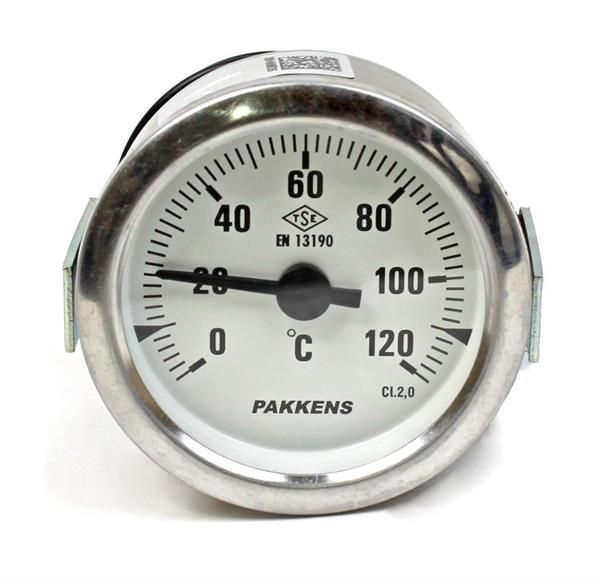 Pakkens Çap 60 0/+120 °C Arkadan Bağlantılı Pano Tip Gazlı Termometre 1mt Pvc Kaplı Kapiler Boyu