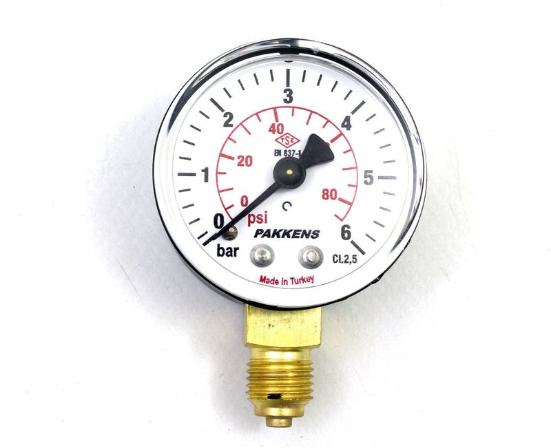 Pakkens Çap 50 0/6 Bar Kuru Tip Basınç Ölçer, Manometre, Basınç Göstergesi 1/4 inch