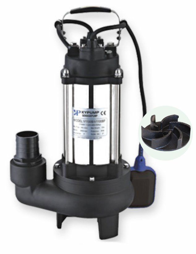 Water Sound V1100BF Kirli Su Aktarma, Vortex Fanlı Drenaj Dalgıç Pompa 14.5 mt. Yükseklik 20 m³/h