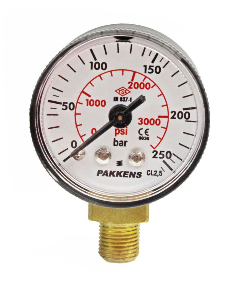 Pakkens 0-250 Bar 40 mm Alttan Bağlantılı Kuru Manometre G 1/8 inç