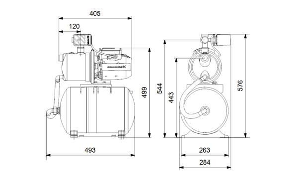 Grundfos JP 3-42 PT-H Paslanmaz Jet Hidrofor 20 Lt Tanklı - 3 Kat 3 Daire