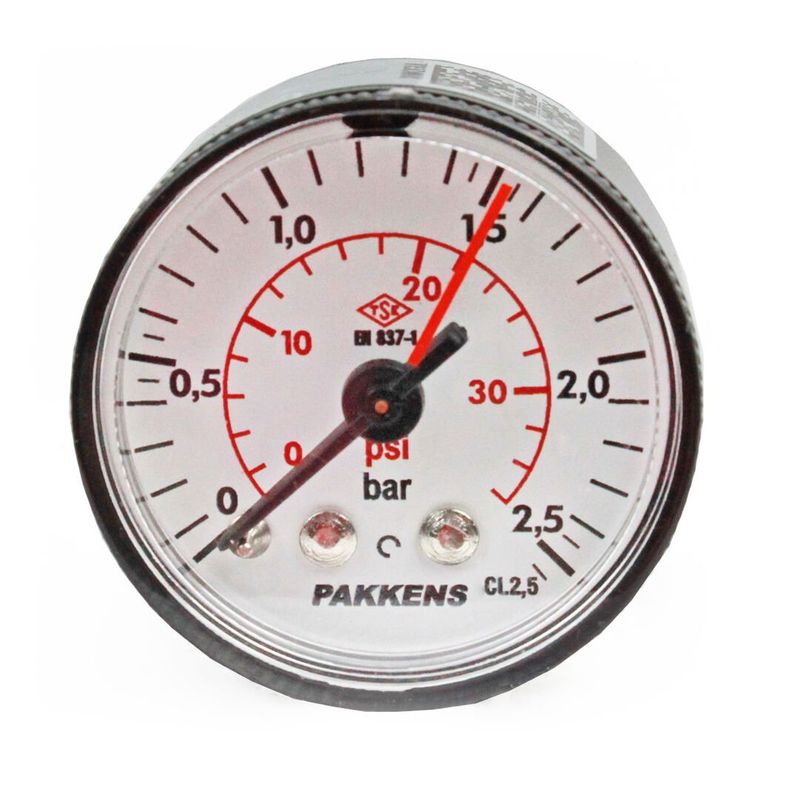Pakkens 0-2.5 Bar 40 mm Arkadan Bağlantılı Kuru Manometre G 1/8 inç