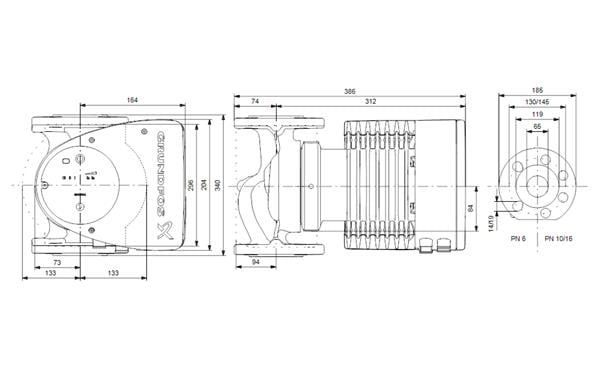 Grundfos MAGNA1 65-120 F(340 mm) 600.000+ Kazan İçin Frekans Konvertörlü Sirkülasyon Pompası 12mss 46m³/h