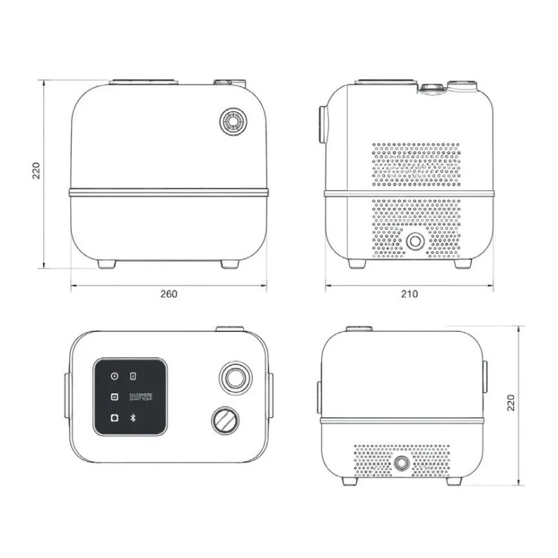 Kentaş E520 Smart Hidrofor Pompası 0,75 HP — teknik çizim ve ölçüler