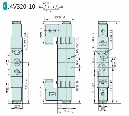 Jelpc 4V320 Pnömatik Yön Kontrol Valfi 5/2 Çift Bobin 08-1/4'' - 110 VAC
