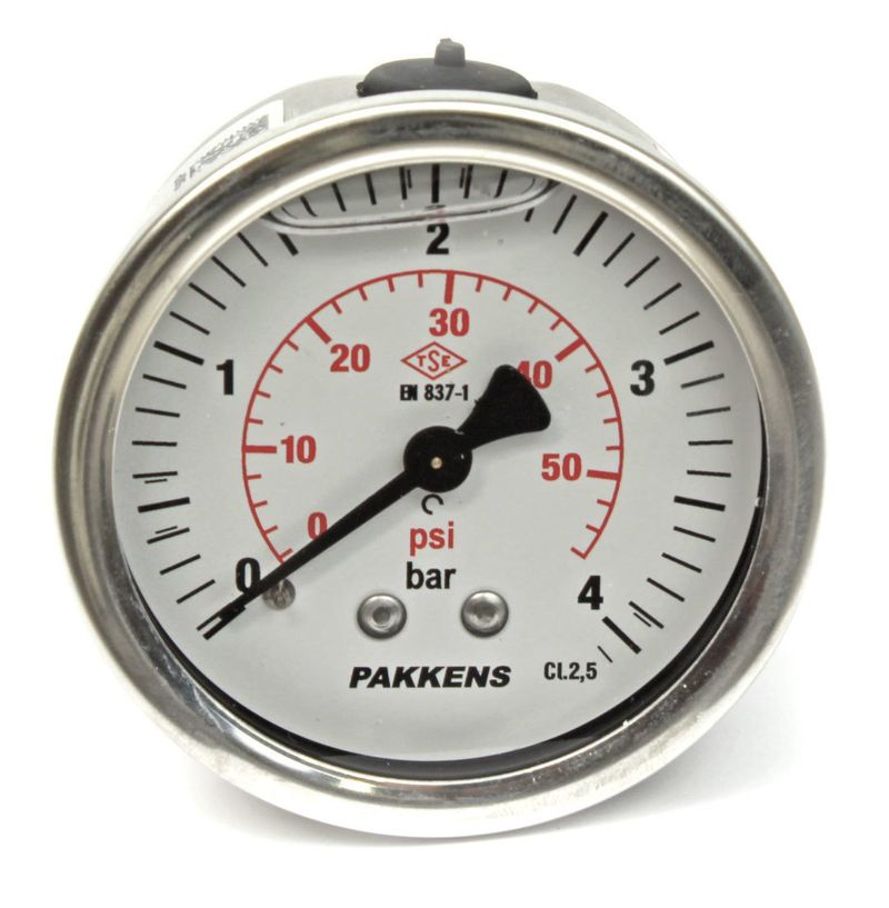 Pakkens 0-4 Bar 63 mm Arkadan Bağlantılı Gliserinli Manometre G 1/4 inç