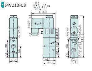 Jelpc 4V210 Pnömatik Yön Kontrol Valfi 5/2 Tek Bobin 08-1/4'' - 12 VDC