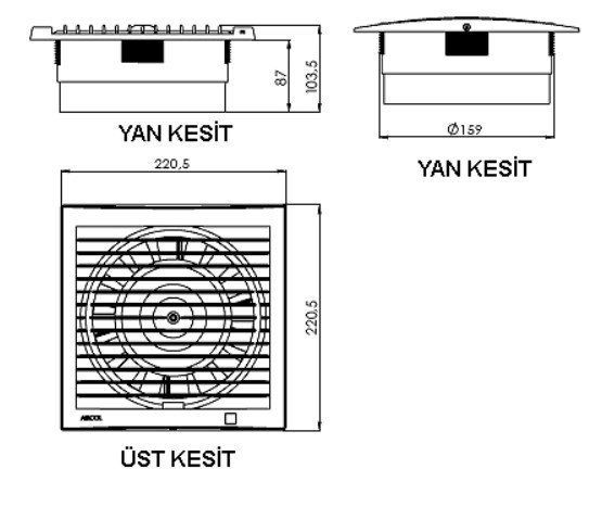 Airsan 150lik Sessiz Banyo, Mutfak ve Wc Fanı / Aspiratörü 30 Db 300 m³/h