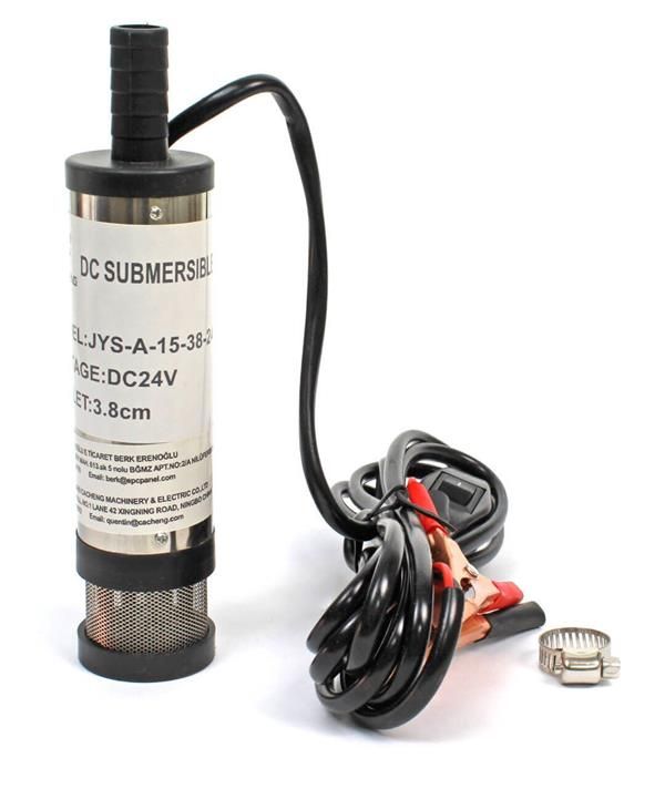 24 Volt Mazot Yağ Aktarma Pompası, Dc Mini Dalgıç Pompa Süzgeçli 38 mm Dış Çap