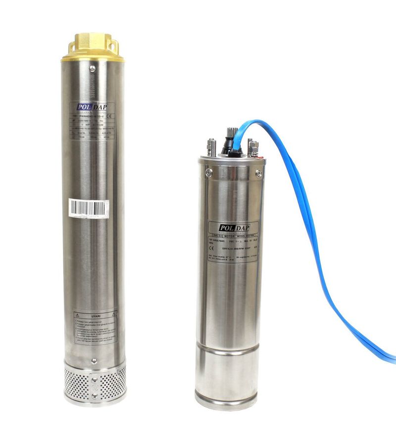 Poldap PAN 404/08 - 0.75 Hp 220 Volt Motorlu Derin Kuyu Dalgıç Pompa 58 mss 6 m³/h