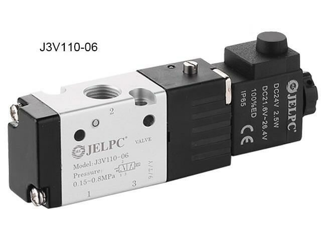 Jelpc 3V110 Pnömatik Yön Kontrol Valfi 3/2 Tek Bobin 06-1/8'' - 110 VAC - Normalde Kapalı