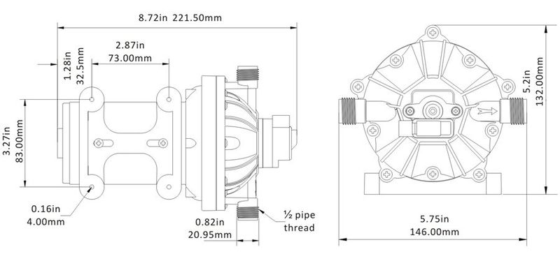 Seaflo 24 Volt Otomatik Hidrofor, Tekne, Yat 4.2 Bar 9A 18.9L/D SFDP2-050-060-51
