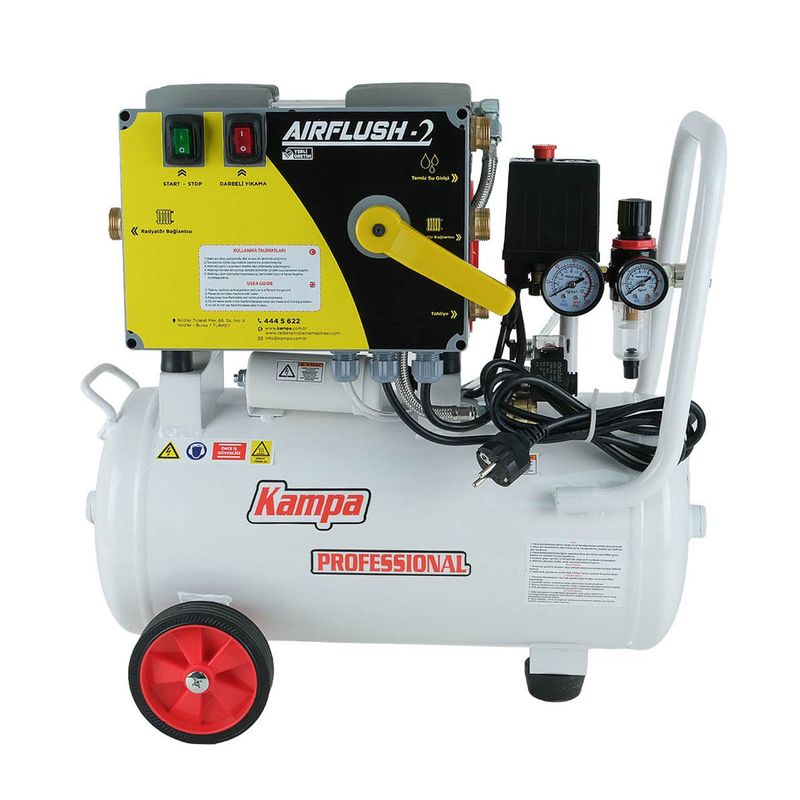 Airflush-2 Kompresörlü Çift Yönlü Petek Temizleme Makinası | Havalı Darbeli | 24 Litre Tanklı