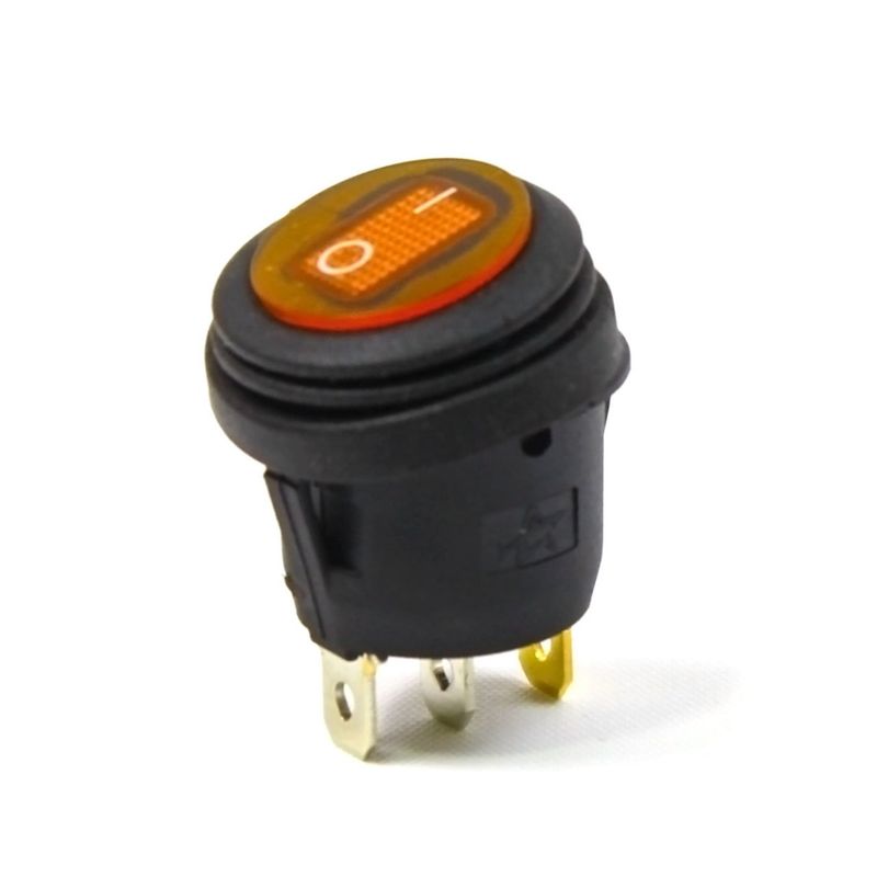 Yuvarlak Körüklü Işıklı Anahtar Turuncu, ON-OFF3 Pin - Düğme Buton Switch