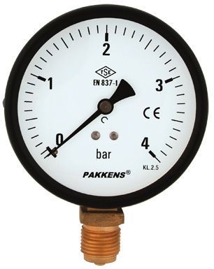 Pakkens 0-600 Bar 160 mm Alttan Bağlantılı Kuru Manometre G 1/2 inç