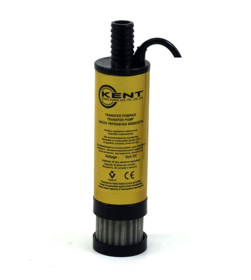 Kent 12 Volt Mazot Su, Süt Dalgıç Pompa, Mini Sintine Pompası Süzgeçli 42 mm Dış Çap