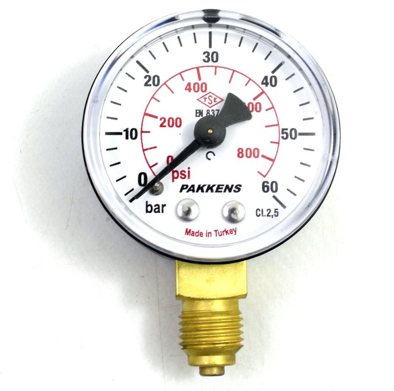 Pakkens Çap 63 0/60 Bar Kuru Tip Basınç Ölçer, Manometre, Basınç Göstergesi 1/4 inch